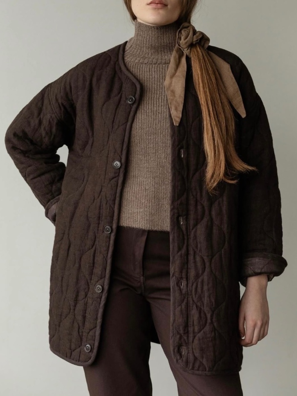 First Rite Quilted Coat Walnut Size XS